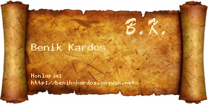 Benik Kardos névjegykártya